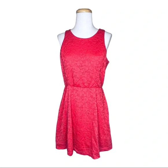 Cotton On Orange A Line Sleeveless Dress Scoop Neck Teardrop Keyhole Back Size L - Picture 8 of 9